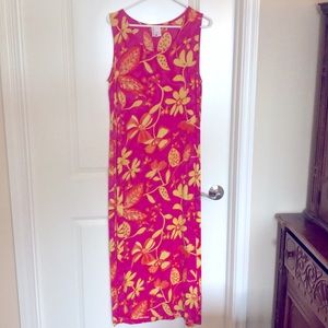 Beautiful bright pink orange and yellow dress!